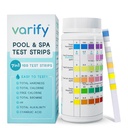 Varify 7 in 1 Pool and Spa Test Strips- Easy to Use Water Testing Kit for Pool, Spa, Hot Tub & More - Tester Strip for Water Hardness, Chlorine, Bromine, pH, Alkalinity and Cyanuric Acid (100 Strips)