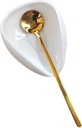Coffee Spoon Rest, Mini Coffee Spoon Holder, Small Ceramic Spoon Rest for Coffee Stirrers, Teaspoon, Bar Spoon, Coffee Bar Accessories, Coffee Station (Ture white+Gold Spoon)