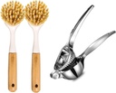 Lemon Squeezer & 2 Pack Kitchen Dish Brush, Handheld juicer press For Making Lime, fruit juice, useful Kitchen gadgets