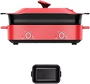 Multi Cooker Slow Cooker Kitchen Appliance Multifunction Electric Grill for Camping, RED