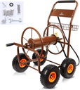 2025 Upgrade Hose Reel Cart, Garden Hose Cart with 4 Wheels, Heavy Duty Freestanding Water Hose Reels for Outside, Hold Up to 300 ft of 5/8'' for Garden Lawn Yard Outdoor