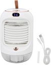 Small Humidifier Fan with 3 Gear Adjustment, Mini a ir Conditioner, USB Charging Night Light Water Cooling Fan with 5 Blades, for Travel Home Office(White), Mini a ir Conditioner, Small Humidifier