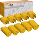 STARELO Extension Cord Ends,Electrical Replacement Plug & Connector Set Yellow Shell 125V 15A 2Pole 3Wire NEMA 5-15P & 5-15R Industrial Grade 3-Prong Straight Blade Grounding Type(5),UL Listed.