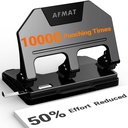 AFMAT 3 Hole Punch Heavy Duty, 9/32" Hole Diameter, 40-Sheet 3 Hole Puncher for Binder, 50% Reduced Effort, Metal Three Hole Punch w/ 10,000+ Uses, Bulit-in S.S. Paper Guide, Large Chip Tray, HPX3