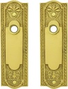 Renovators Supply Manufacturing Door Back Plate Brass 7 1/4 in. Escutcheon Cover Ornate Doorplate in Lacquered Brass Finish Pack of 2