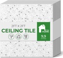 EconoHome 12-Pack Calcium Silicate Ceiling Tiles – Aerolite Ceiling Tiles 24x24, Waterproof, Non-Combustible, Non-Cementitious, Densified Edges – Durable, Thermal Insulation & Sound Absorption