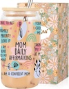 LEADO Mama Daily Affirmations Cup, Boy Mom Gifts - Christmas, Mother Birthday Gifts, Inspirational Present for Mother, Boy Mom, Girl Mama - Mommy Tumbler, 16 oz Iced Coffee Cup with Lid and Straw