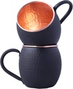 STAGLIFE 20 Oz Black Matte Moscow Mule Mugs Pure Copper Cups for Drinking Water Moscow Mules Gifts for Men Women on Anniversary Real Genuine Hammered Copper Mugs Solid Cup Mug Set of 2, Unlined