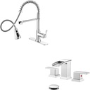 Pull Out Kitchen Faucet Chrome, 1 Hole or 3 Hole Kitchen Sink Faucets Stainless Steel Commercial Kitchen Faucet, Brass 4-8 Inch Chrome Bathroom Faucet, Widespread 3 Hole Bathroom Sink Faucet
