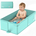 Bella’s Friends Baby Collapsible Bathtub, Travel Bath Tub for Baby, Foldable and Portable, Easy Storage, Reinforced Structure, Lightweight, Travel Essentials for 6M-3Y Infant Toddler, Green