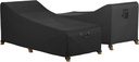 iBirdie Outdoor Lounge Chaise Chair Cover 80L x 26W x 28H inch Waterproof Patio Furniture Covers Lawn Pool Chair Cover 2 Pack Black