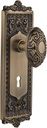 Nostalgic Warehouse Egg & Dart Plate with Keyhole Victorian Knob, Single Dummy, Antique Brass