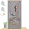 New Reinforced Cat Screen Door, Fits Door Size 38''x 81'' Heavy Duty Pets Proof Screen Door with Bilateral Zipper, Prevent Dogs Cats Running Out from Home, Bedroom,Living Room, etc