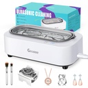 Jewelry Cleaner, 48kHz Professional Ring Cleaner with 2 Modes, 12oz Jewelry Cleaner Ultrasonic Machine for Glasses, Watch Band, Retainer, Denture, Razor, Silver