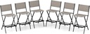 COSTWAY Outdoor Patio Bar Chair Set of 6, Folding Bar Height Stool with Metal Frame & Footrest, Patio Bar Stool for Balcony, Garden & Poolside (6, Coffee)