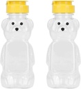 2Pcs Yellow Plastic Cute Bear Honey Bottle Jars, Empty Honey Squeeze Bottle with Flip-top Lid for Storing and Dispensing, Yellow Flap Caps for Storing and Dispensing Garlic Presses (8 Oz)