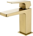 Gold Bathroom Faucets, 6 Inch Small Single Handle Bathroom Sink Faucet 1.8GPM High Pressure Vanity Faucet 1 Hole with Supply Hose Solid Brass Construction Without Pop Up Drain